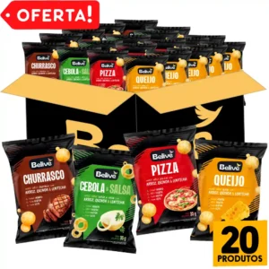Combo Salgadinhos Sem Glúten Sem Leite Snacks de Arroz Belive - 20 Unid