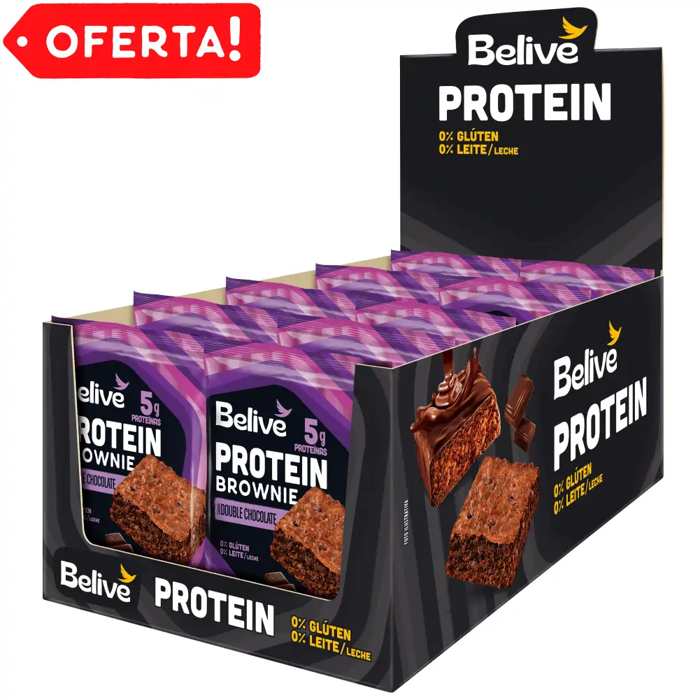 Caixa de Brownies Proteicos Double Chocolate Sem Glúten Sem Lactose Belive