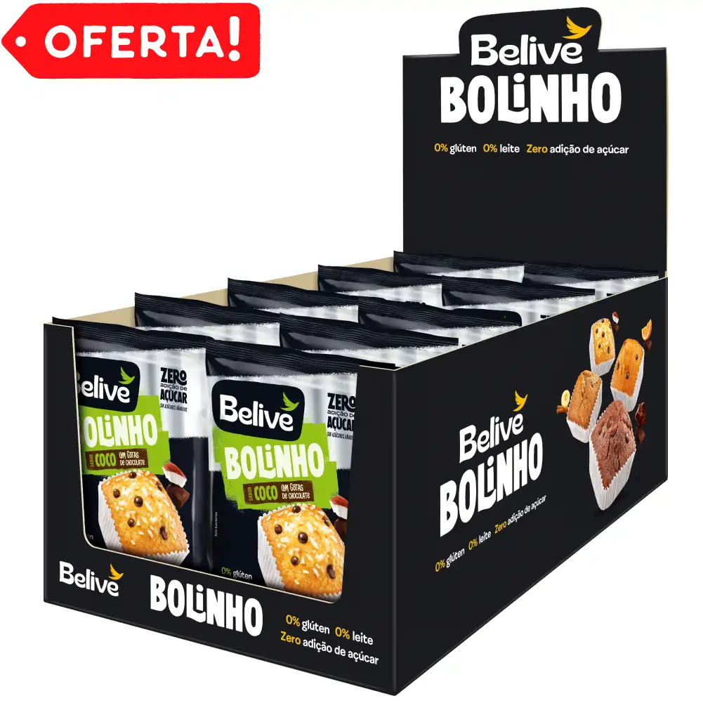 Caixa de Bolinhos de Coco Sem Açúcar Sem Glúten Sem Leite Belive
