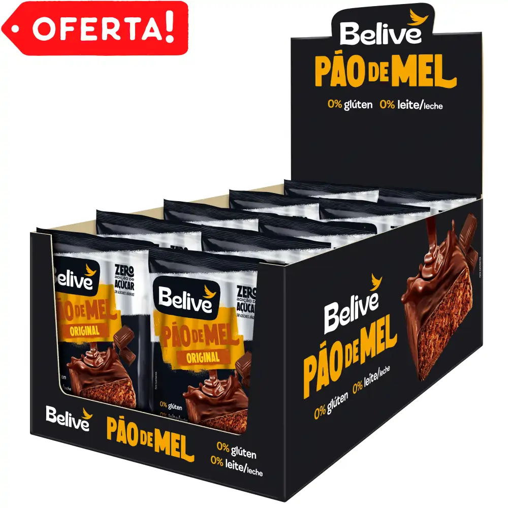 Caixa de Pão de Mel Sem Glúten Sem Açúcar Sem Leite Belive
