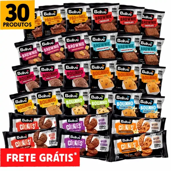 Combo Doces Sem Açúcar Sem Glúten Sem Lactose Sem Leite COMPLETÃO Belive – 30 Unid