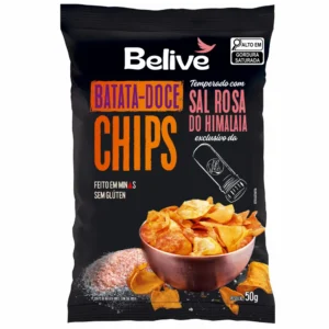 Chips de Batata-Doce Sem Glúten Belive temperados com Sal Rosa do Himalaia