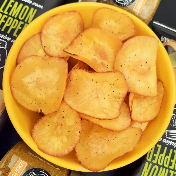 Chips de Mandioca Sem Glúten Belive temperados com Lemon Pepper 100% natural