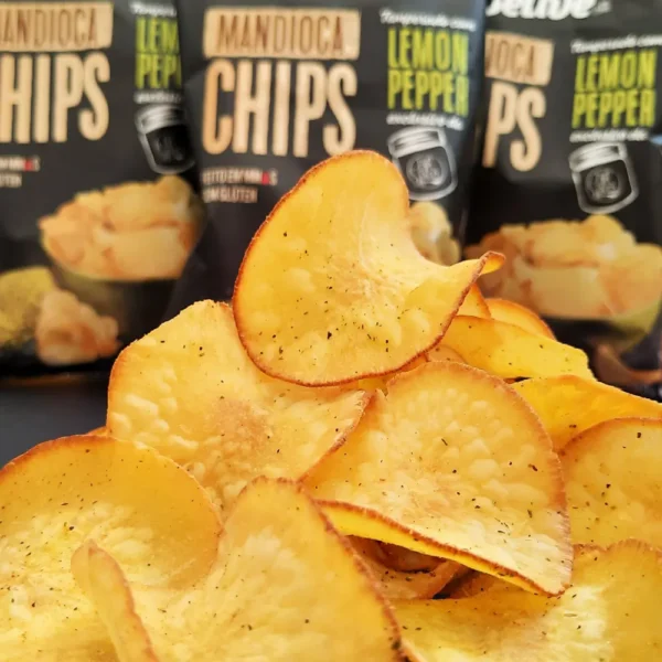 Chips de Mandioca Sem Glúten Belive temperados com Lemon Pepper 100% natural