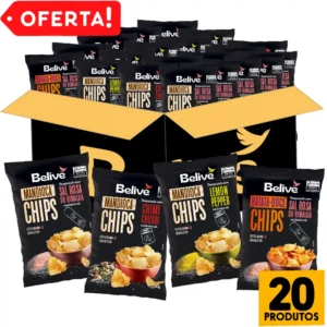 Combo Chips de Batata-Doce e Mandioca Sem Glúten Com Temperos 100% Naturais Belive – 20 Unid