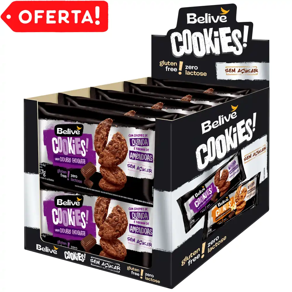 Caixa de Cookies de Chocolate Sem Glúten Sem Açúcar Sem Leite Belive