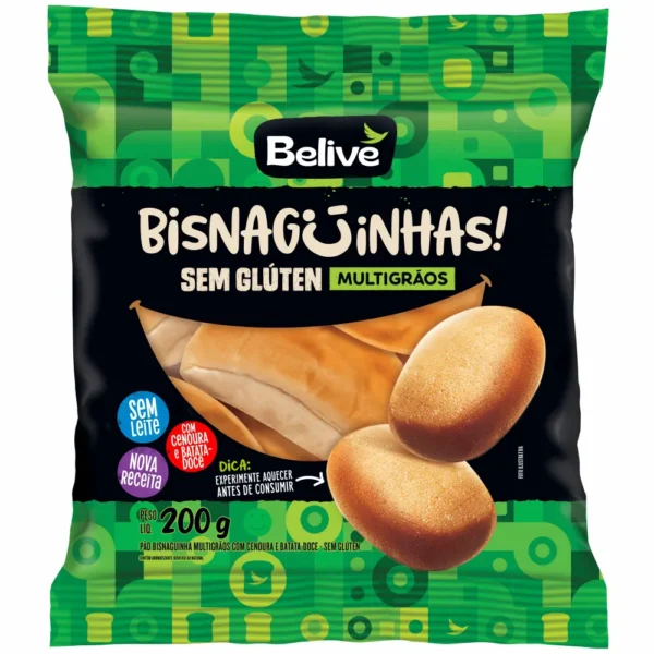 Bisnaguinha Sem Glúten Sem Lactose Sem Leite Com Vitaminas Multigrãos Belive