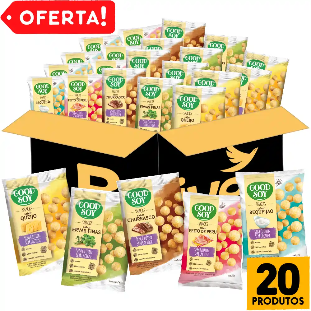 Combo GoodSoy Snacks Salgadinhos Sem Glúten Sem Leite Sem Lactose - 20 Unid