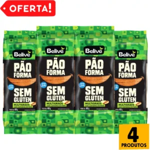Combo Pão Sem Glúten Sem Lactose Sem Leite Multigrãos Belive - 4 pacotes