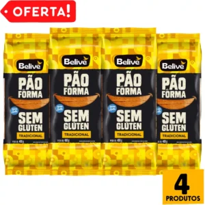 Combo Pão Sem Glúten Sem Lactose Sem Leite Tradicionais Belive - 4 pacotes