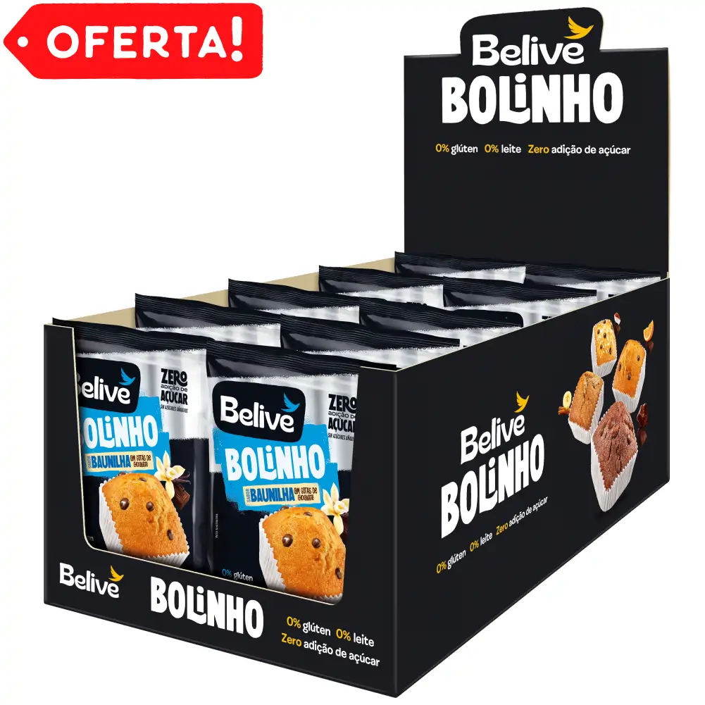 Caixa de Bolinhos de Baunilha Sem Açúcar Sem Glúten Sem Leite Belive