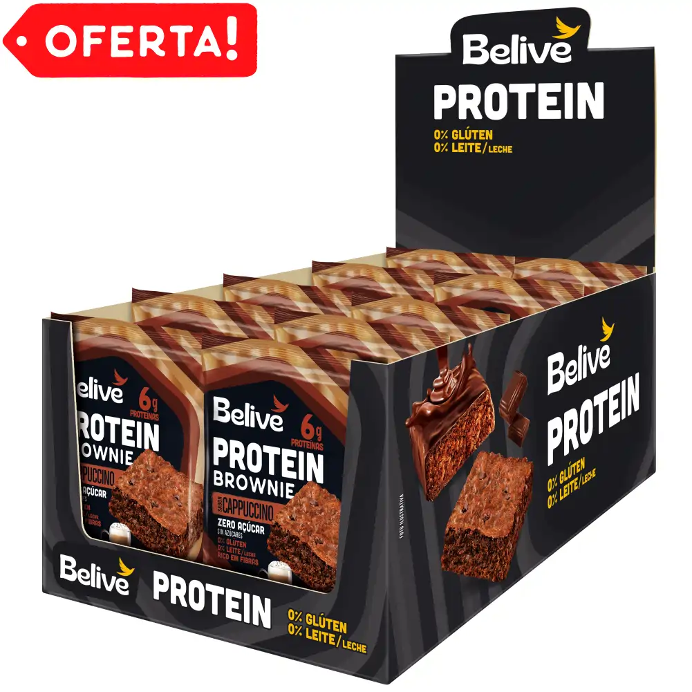 Caixa de Brownies Proteicos Cappuccino Sem Açúcar Sem Glúten Sem Leite Belive