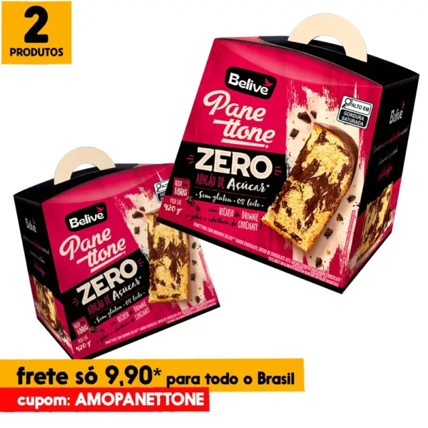Combo Panetones Sem Glúten Zero Açúcar Zero Lactose Chocolate Belive