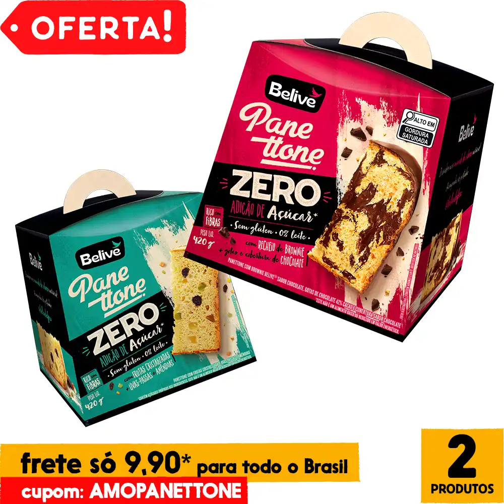 Combo Panetones Sem Glúten Zero Açúcar Zero Lactose Belive