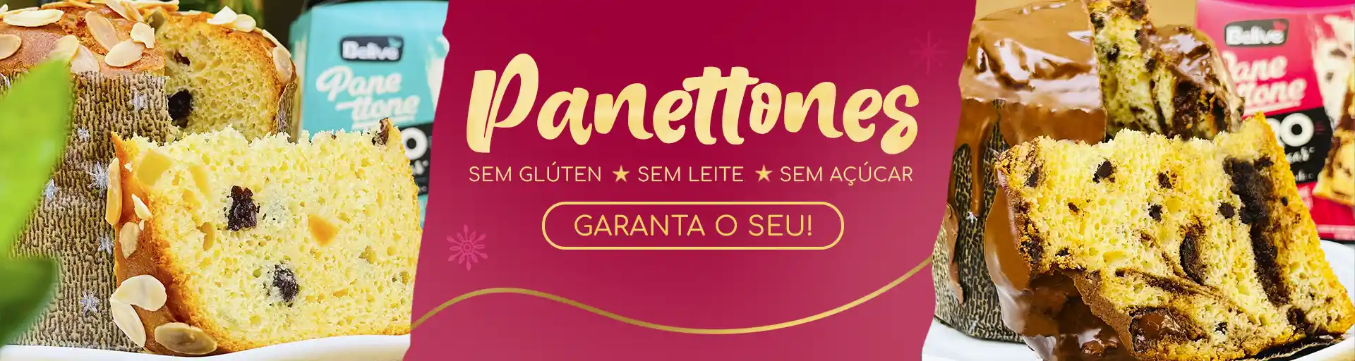 Banner panetone sem glúten zero açúcar da Belive