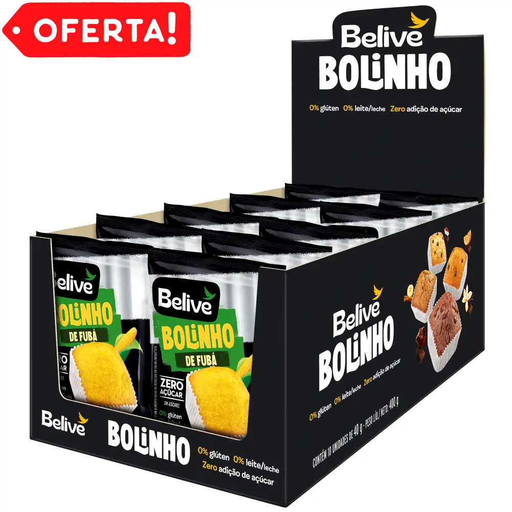 Caixa de Bolinhos de Fubá Sem Glúten Sem Açúcar Sem Leite Sem Lactose Belive