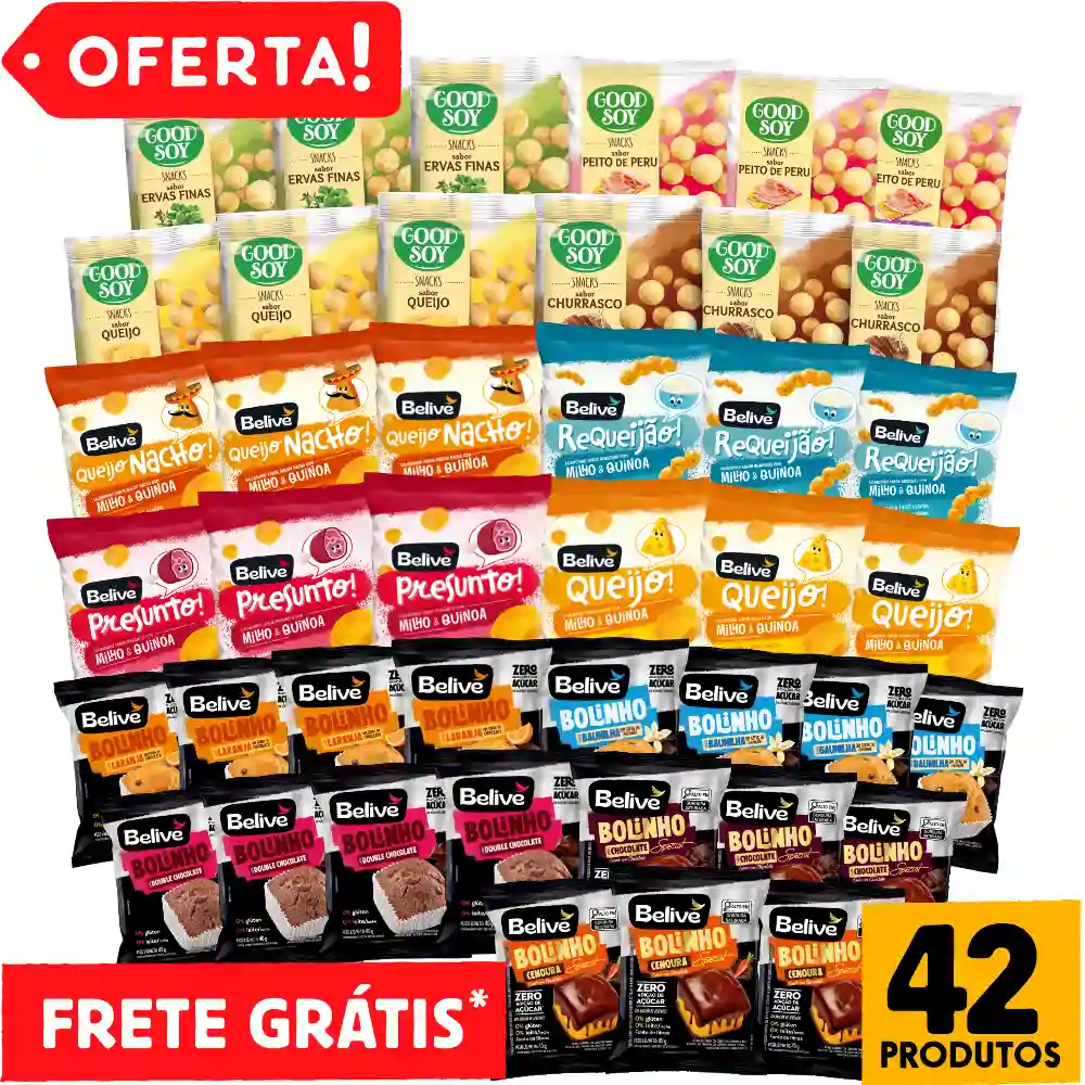 Kit Lanche Escolar Lanches para Crianças Sem Glúten Sem Lactose Sem Leite Belive – 42 Unid
