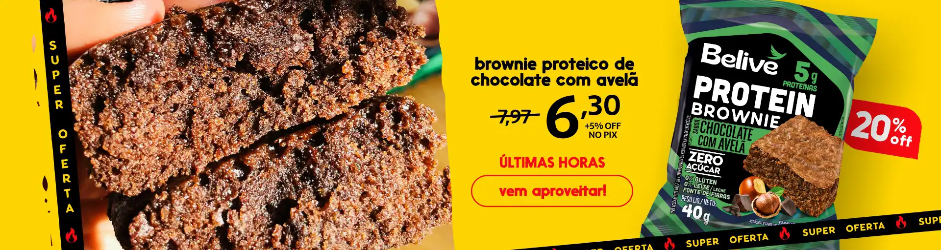 Brownie sem açúcar com 20% de desconto hoje